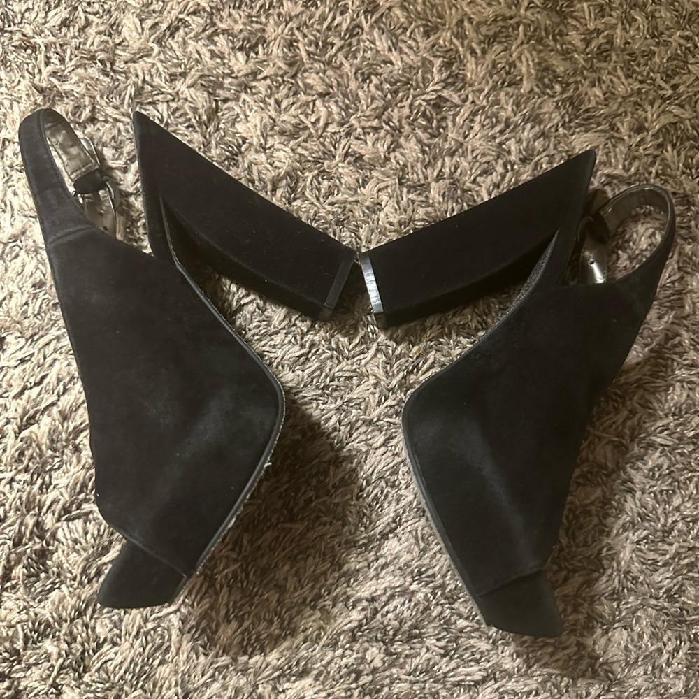 Free Press Black Suede Peep Toe Slingback Heels – Size 7.5 - Picture 3 of 5